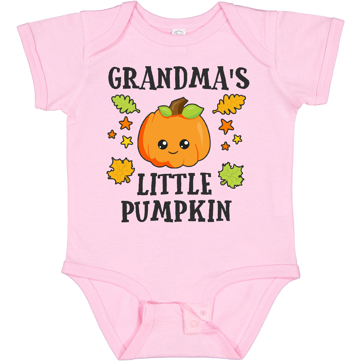 Inktastic Grandmas Little Pumpkin With Leaves And Stars Baby Bodysuit Halloween - Picture 6 of 7