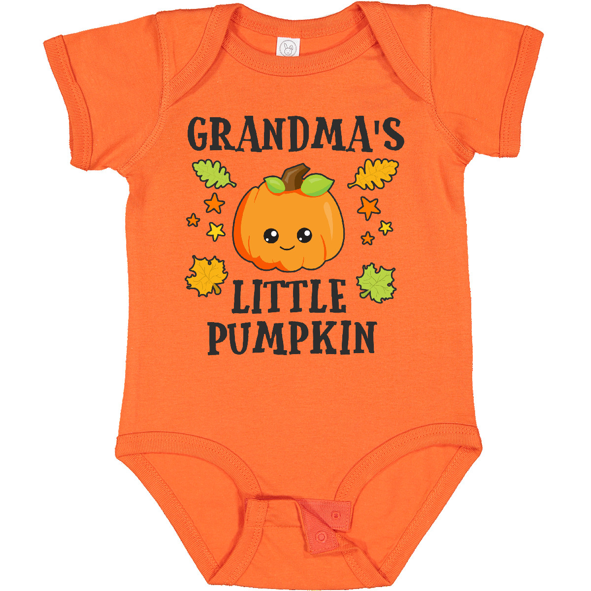 Inktastic Grandmas Little Pumpkin With Leaves And Stars Baby Bodysuit Halloween - Picture 5 of 7