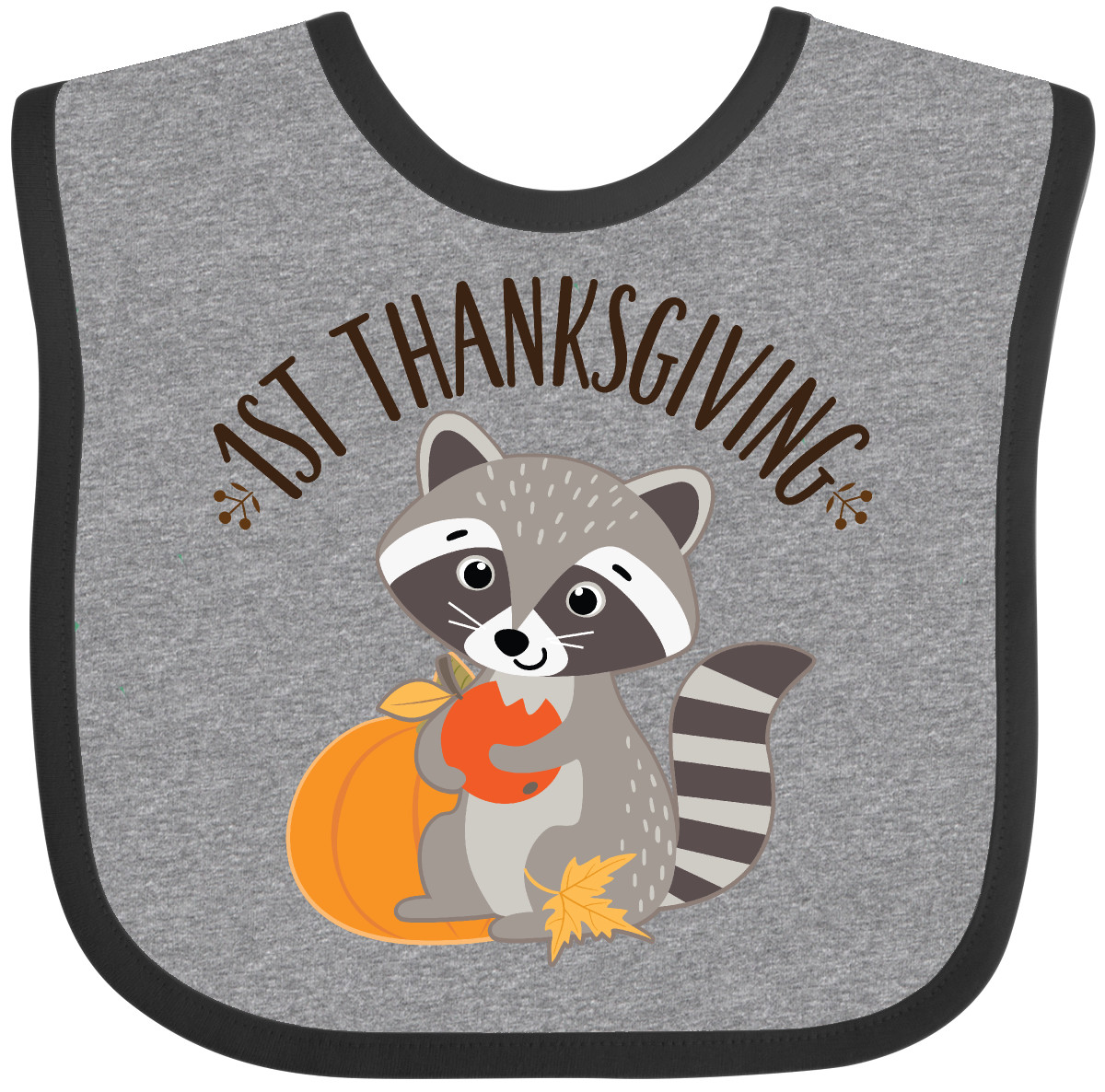 Inktastic 1st Thanksgiving Holiday Raccoon Baby Bib First Feast Fall Autumn Gift