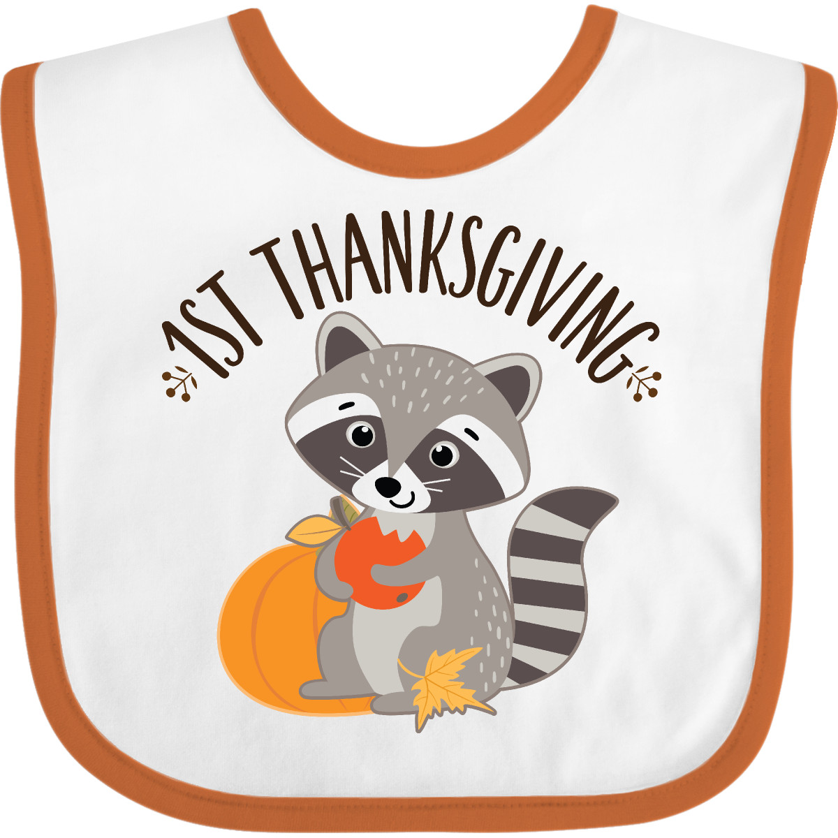 Inktastic 1st Thanksgiving Holiday Raccoon Baby Bib First Feast Fall Autumn Gift