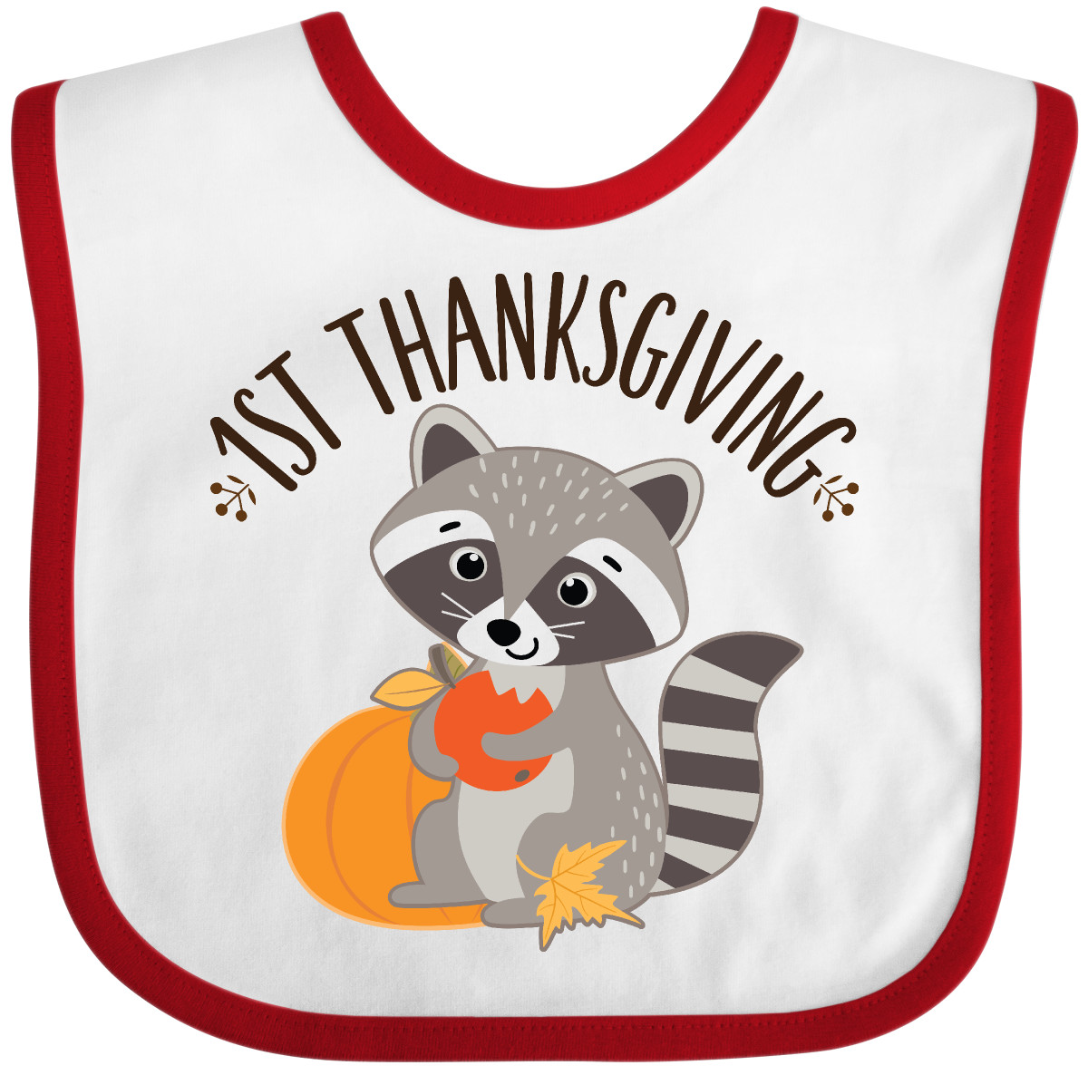 Inktastic 1st Thanksgiving Holiday Raccoon Baby Bib First Feast Fall Autumn Gift