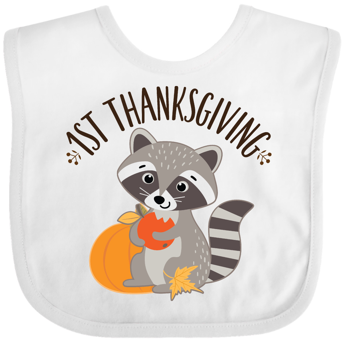 Inktastic 1st Thanksgiving Holiday Raccoon Baby Bib First Feast Fall Autumn Gift