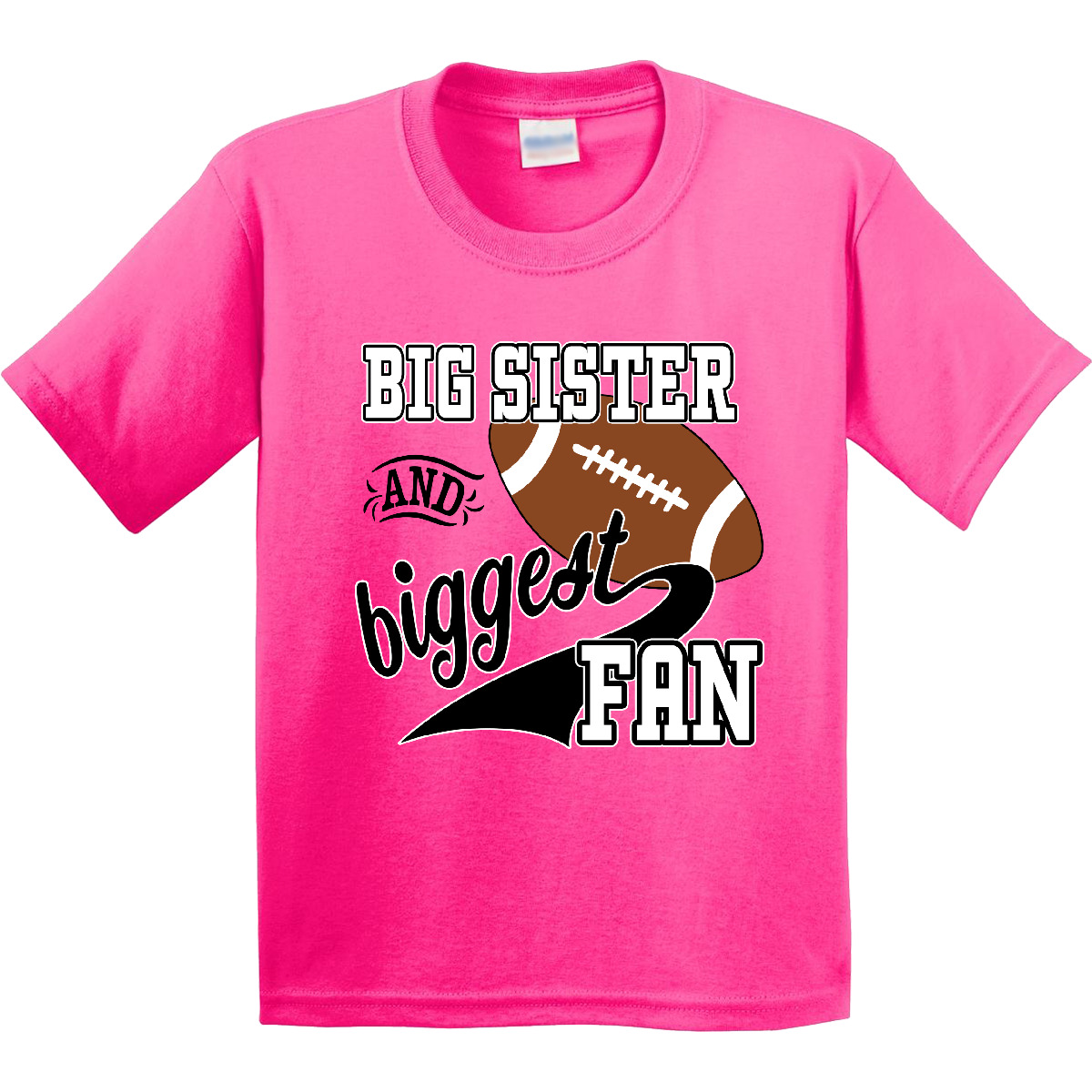 Inktastic Big Sister And Biggest Fan- Football Player Youth T-Shirt Sports Fans - Picture 2 of 4