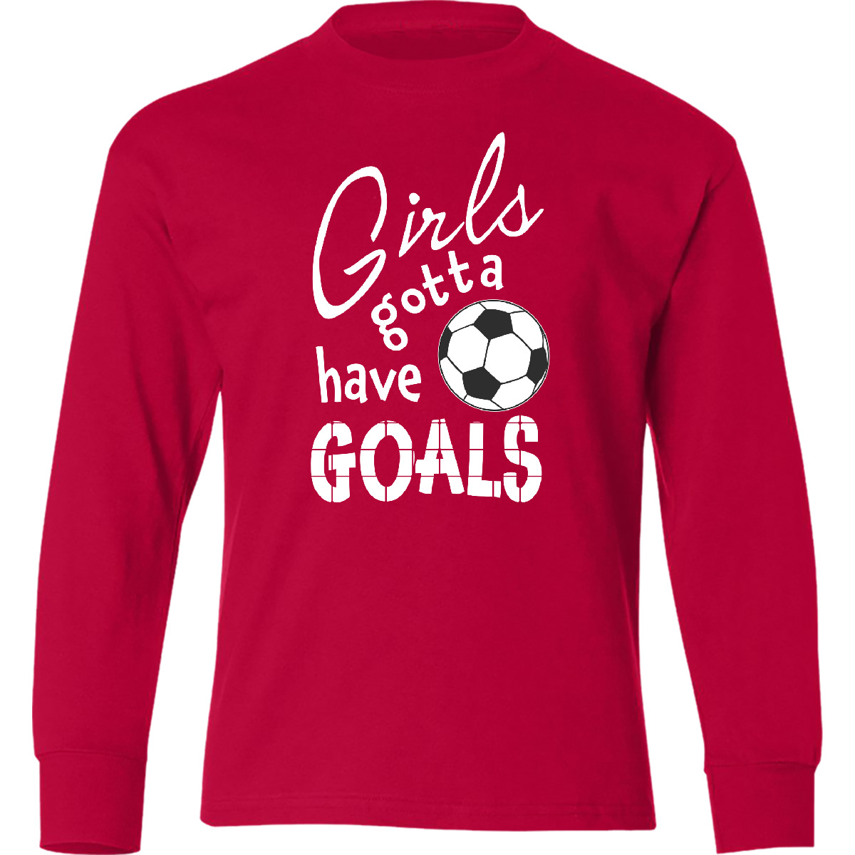 Inktastic Girls Gotta Have Goals- Soccer Youth Long Sleeve T-Shirt Sports Girl - Foto 2 di 2