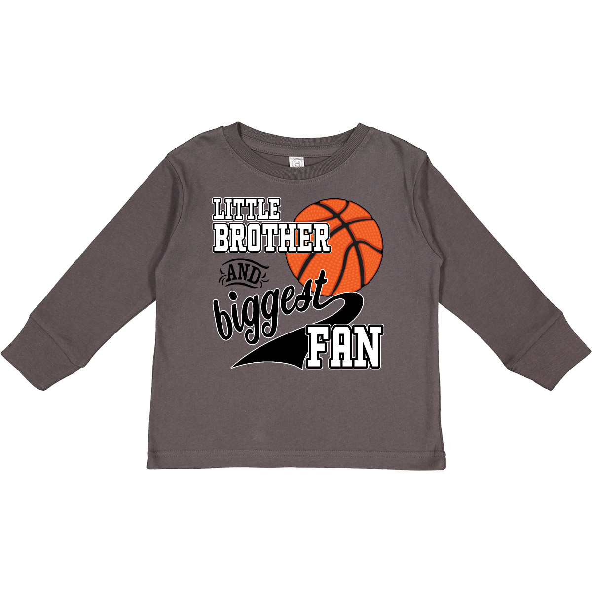 Inktastic Little Brother And Biggest Fan- Basketball Toddler Long Sleeve T-Shirt - Picture 3 of 6