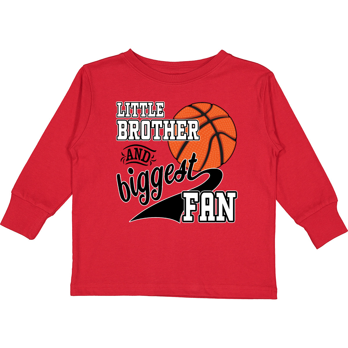 Inktastic Little Brother And Biggest Fan- Basketball Toddler Long Sleeve T-Shirt - Picture 5 of 6