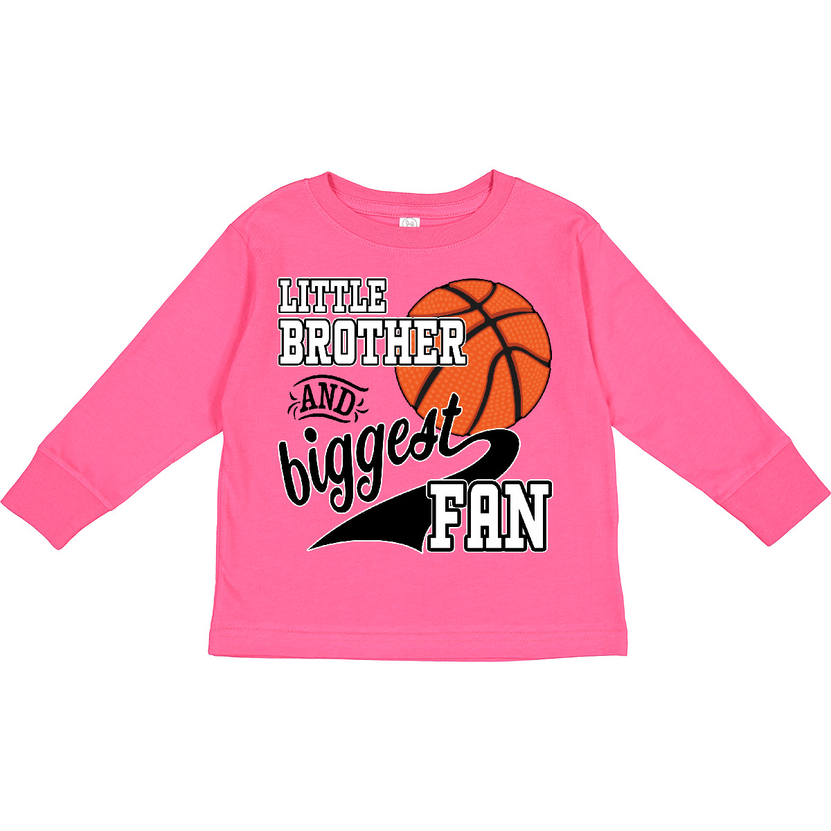 Inktastic Little Brother And Biggest Fan- Basketball Toddler Long Sleeve T-Shirt - Picture 4 of 6
