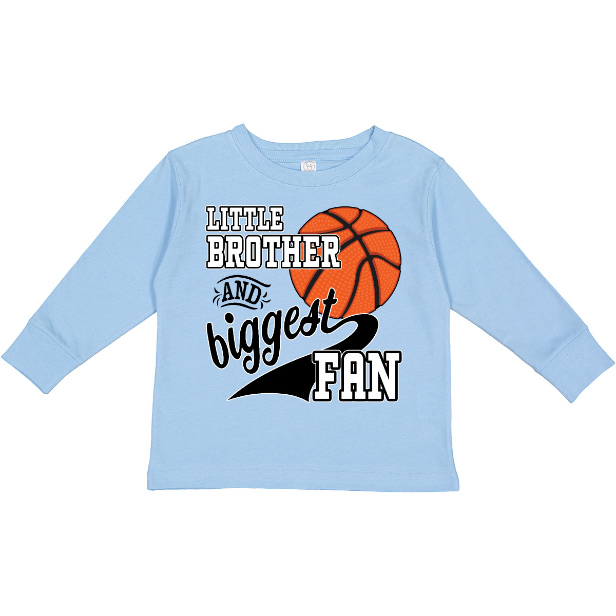 Inktastic Little Brother And Biggest Fan- Basketball Toddler Long Sleeve T-Shirt - Picture 2 of 6