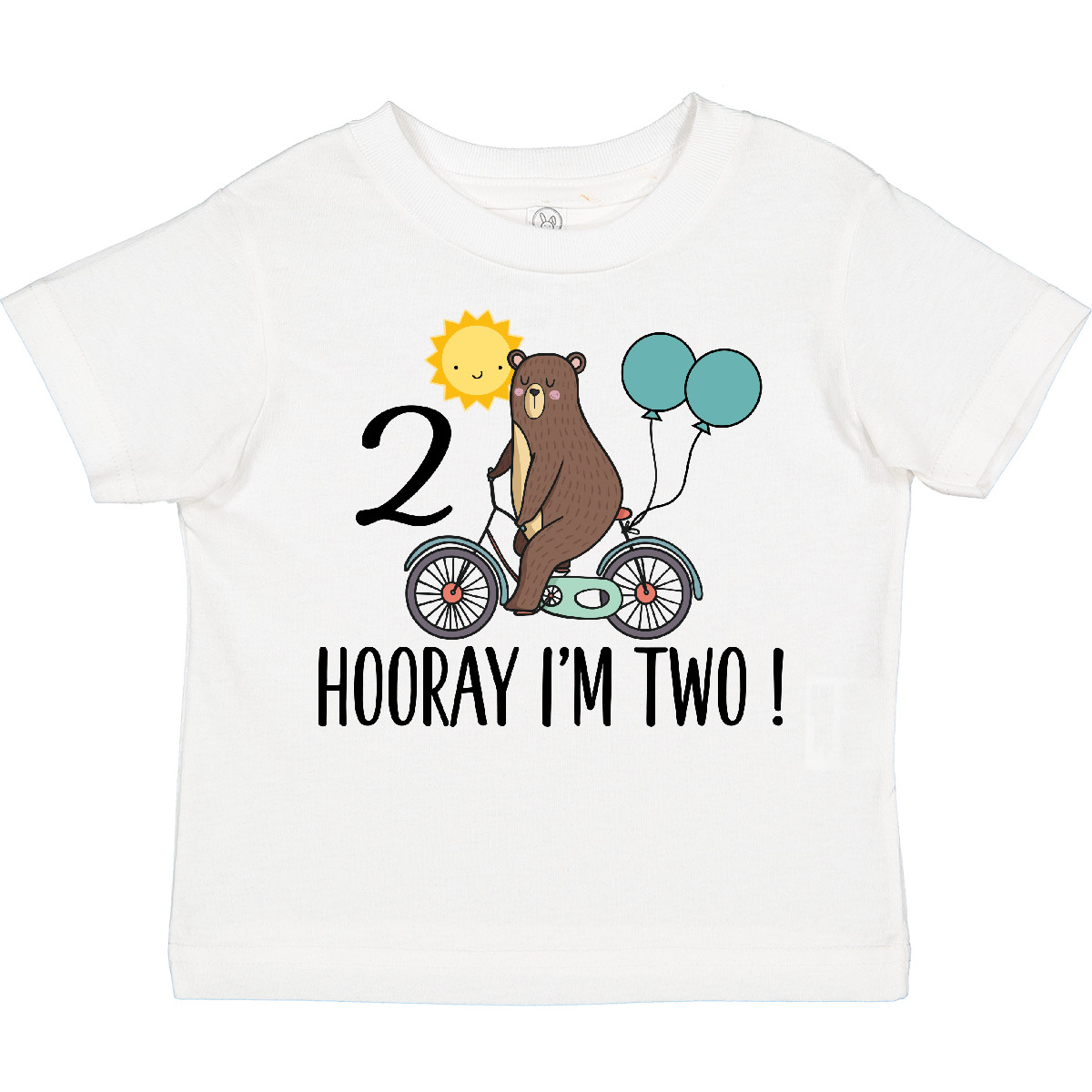 Inktastic 2nd Birthday Bear On Bicycle 2 Year Old Toddler T-Shirt Im Balloon Kid - Picture 7 of 7