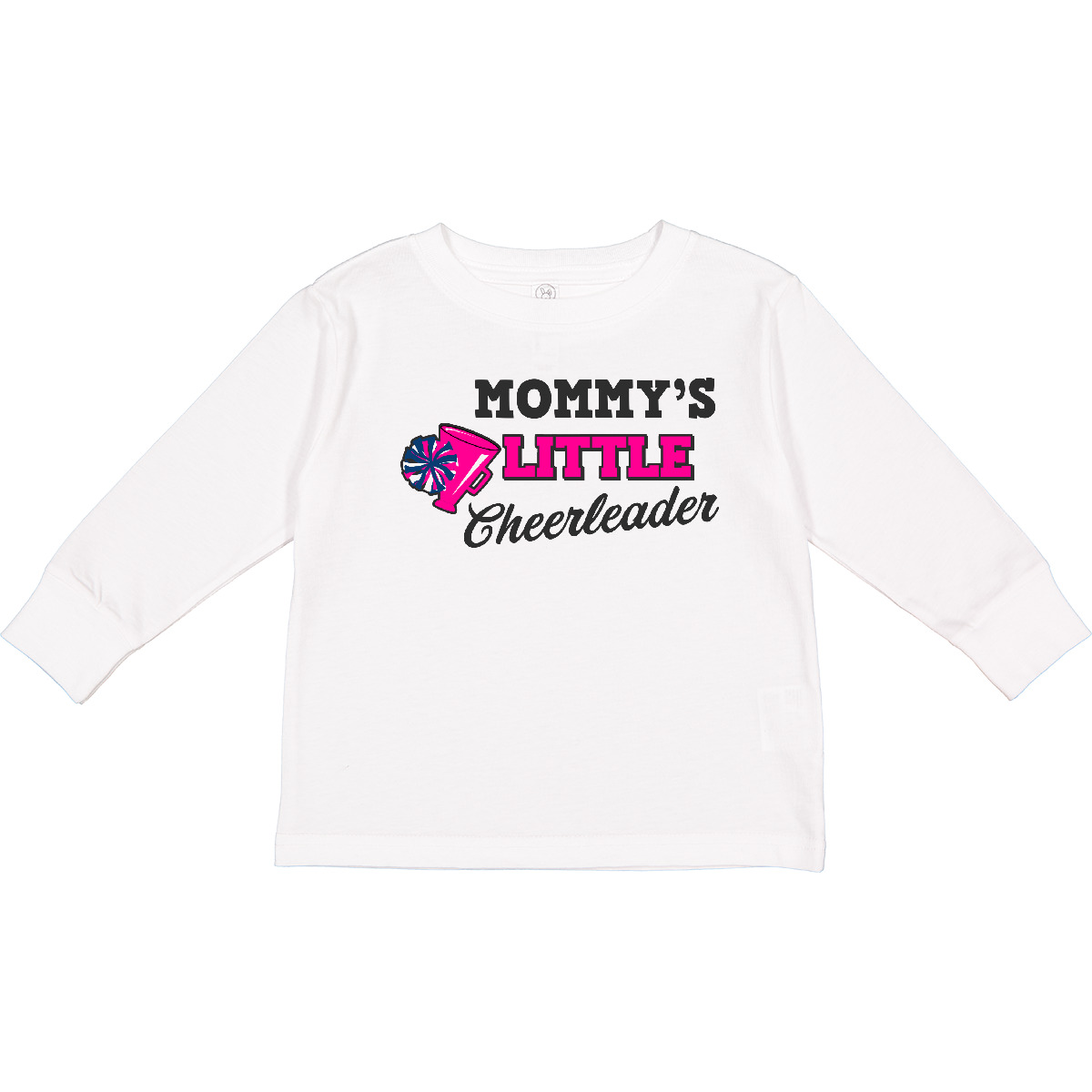 Inktastic Mommy’s Little Cheerleader With Megaphone Toddler Long Sleeve T-Shirt