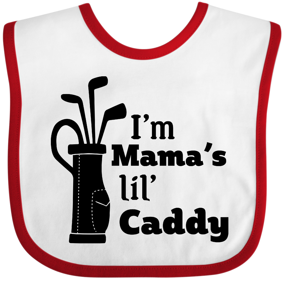 Inktastic I'm Mama's Lil' Caddy- Golf For Kids Baby Bib Sports Mama Mom Mommy - Picture 10 of 10