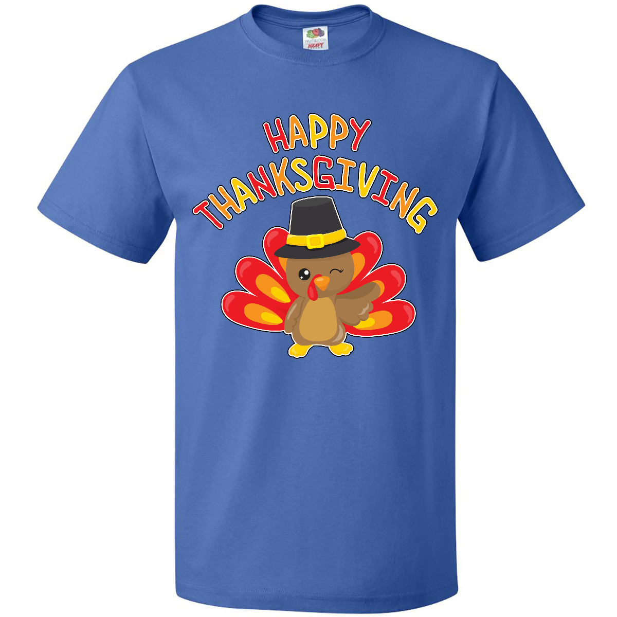 Inktastic Happy Thanksgiving- Cute Turkey In Pilgrim Hat T-Shirt Animal Children - Picture 9 of 12