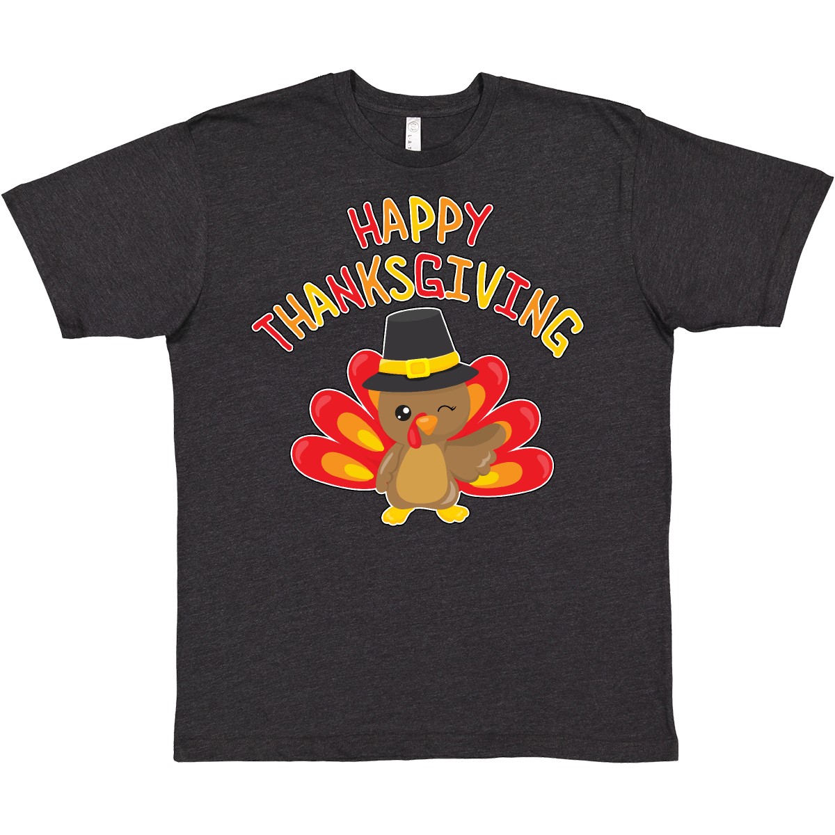 Inktastic Happy Thanksgiving- Cute Turkey In Pilgrim Hat T-Shirt Animal Children - Picture 11 of 12