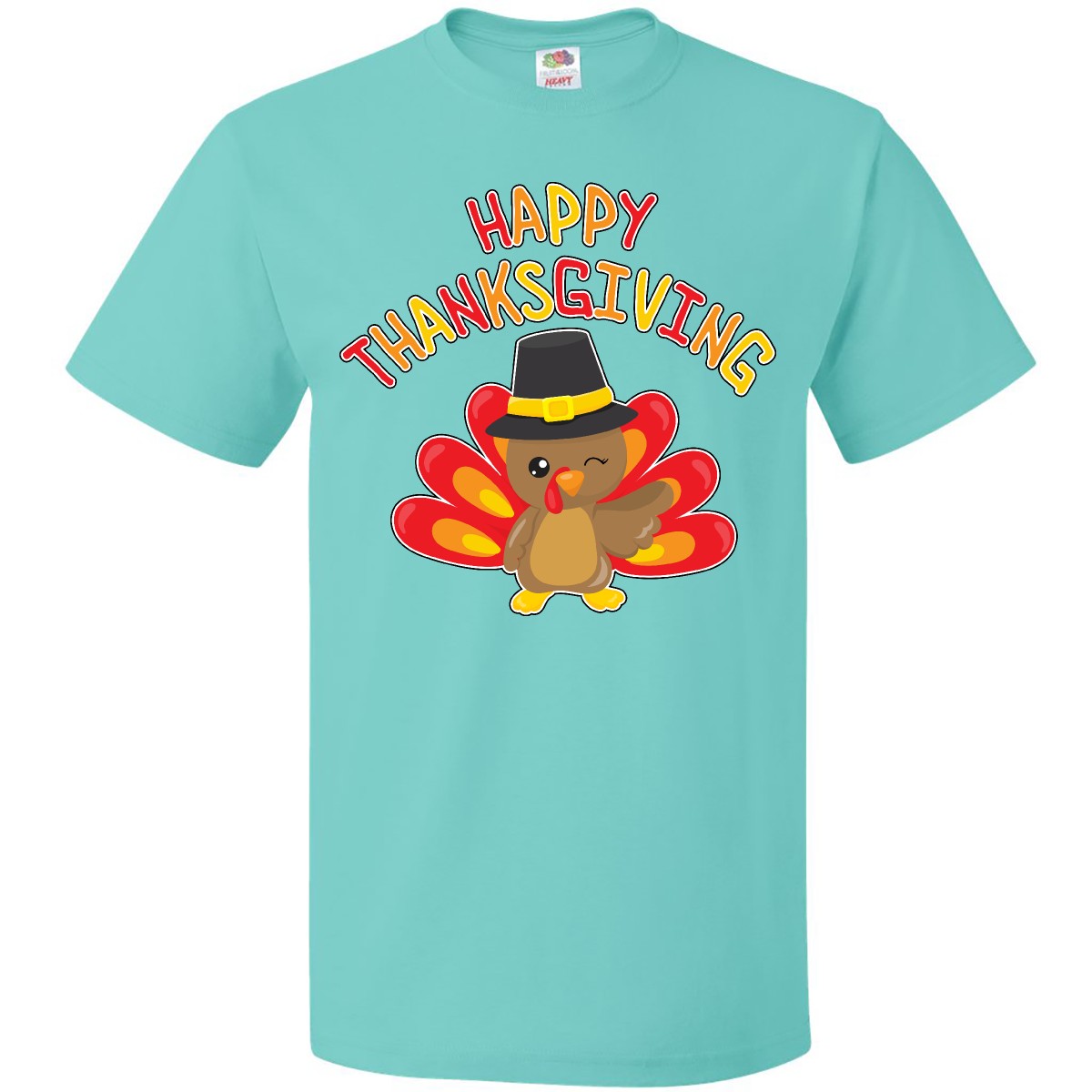 Inktastic Happy Thanksgiving- Cute Turkey In Pilgrim Hat T-Shirt Animal Children - Picture 10 of 12