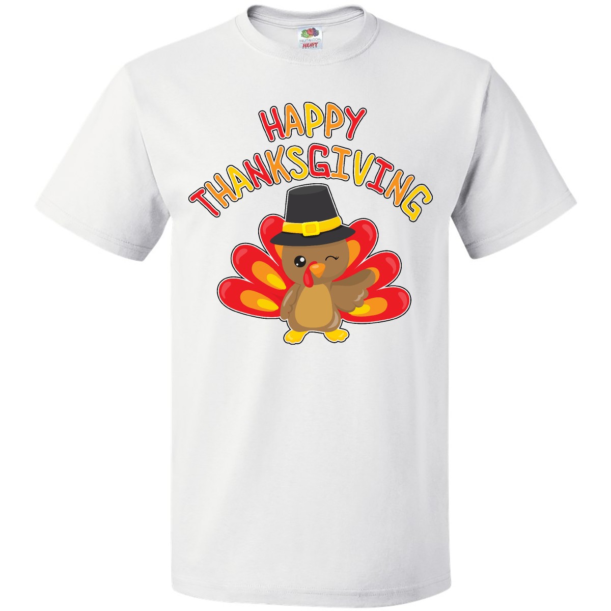 Inktastic Happy Thanksgiving- Cute Turkey In Pilgrim Hat T-Shirt Animal Children - Picture 12 of 12