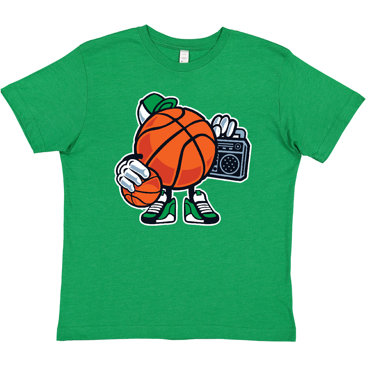 Inktastic Street Basketball Youth T-Shirt Hat Boombox 1980s Funny Cartoon Tee