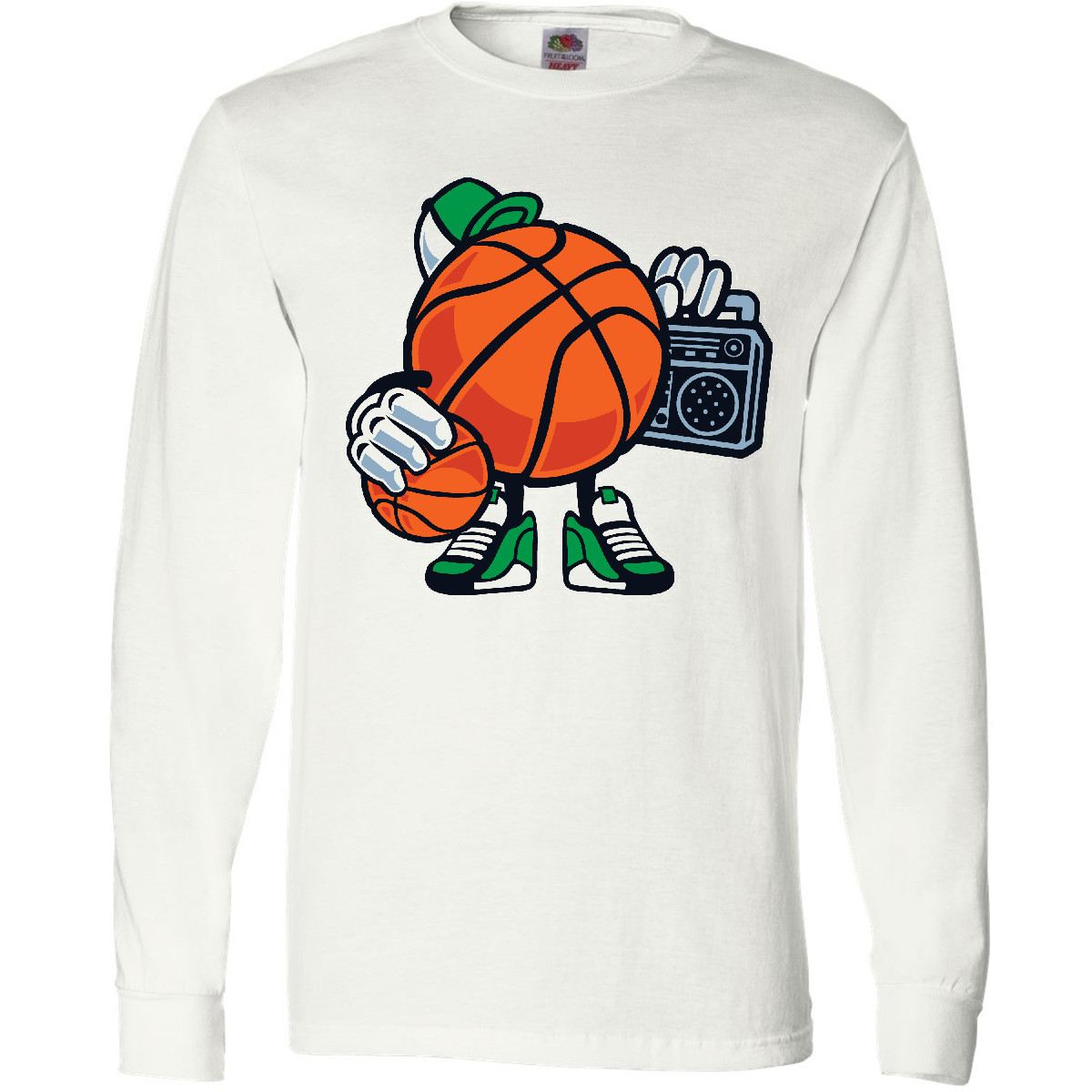 Inktastic Street Basketball Long Sleeve T-Shirt Hat Boombox 1980s Funny Cartoon