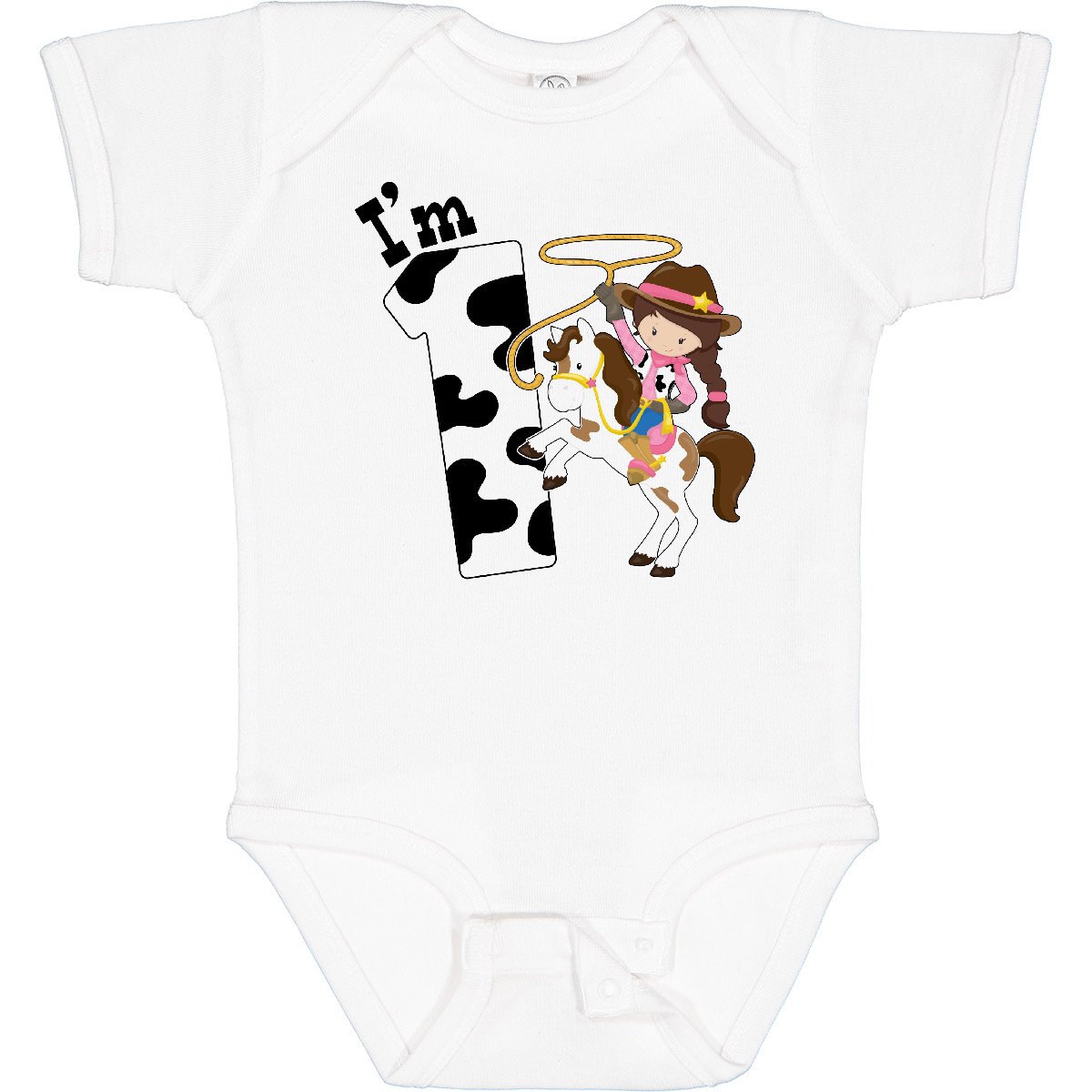 Inktastic I'm One-cowgirl Riding Horse Birthday Baby Bodysuit Birthdays First 1 - Picture 9 of 9