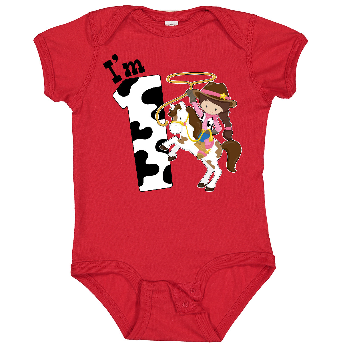 Inktastic I'm One-cowgirl Riding Horse Birthday Baby Bodysuit Birthdays First 1 - Picture 7 of 9