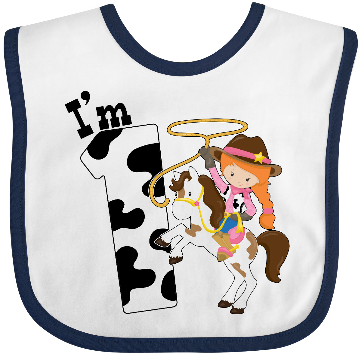 Inktastic I'm One-cowgirl Riding Horse Birthday Baby Bib Birthdays First 1st 1 - Picture 8 of 10