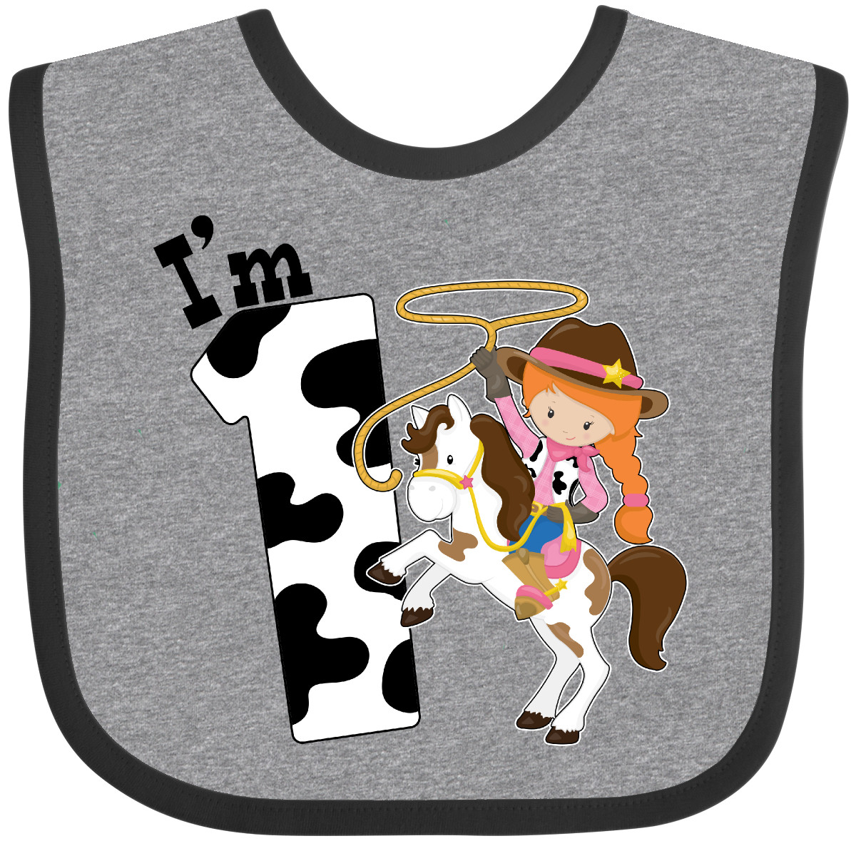 Inktastic I'm One-cowgirl Riding Horse Birthday Baby Bib Birthdays First 1st 1 - Picture 2 of 10