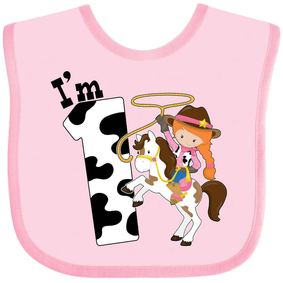 Inktastic I'm One-cowgirl Riding Horse Birthday Baby Bib Birthdays First 1st 1 - Picture 4 of 10