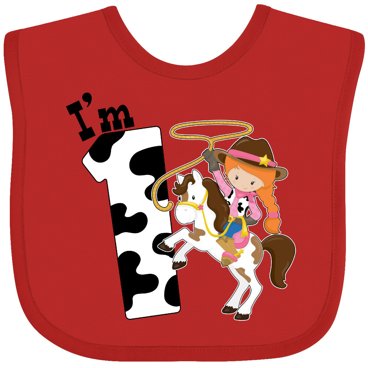 Inktastic I'm One-cowgirl Riding Horse Birthday Baby Bib Birthdays First 1st 1 - Picture 5 of 10