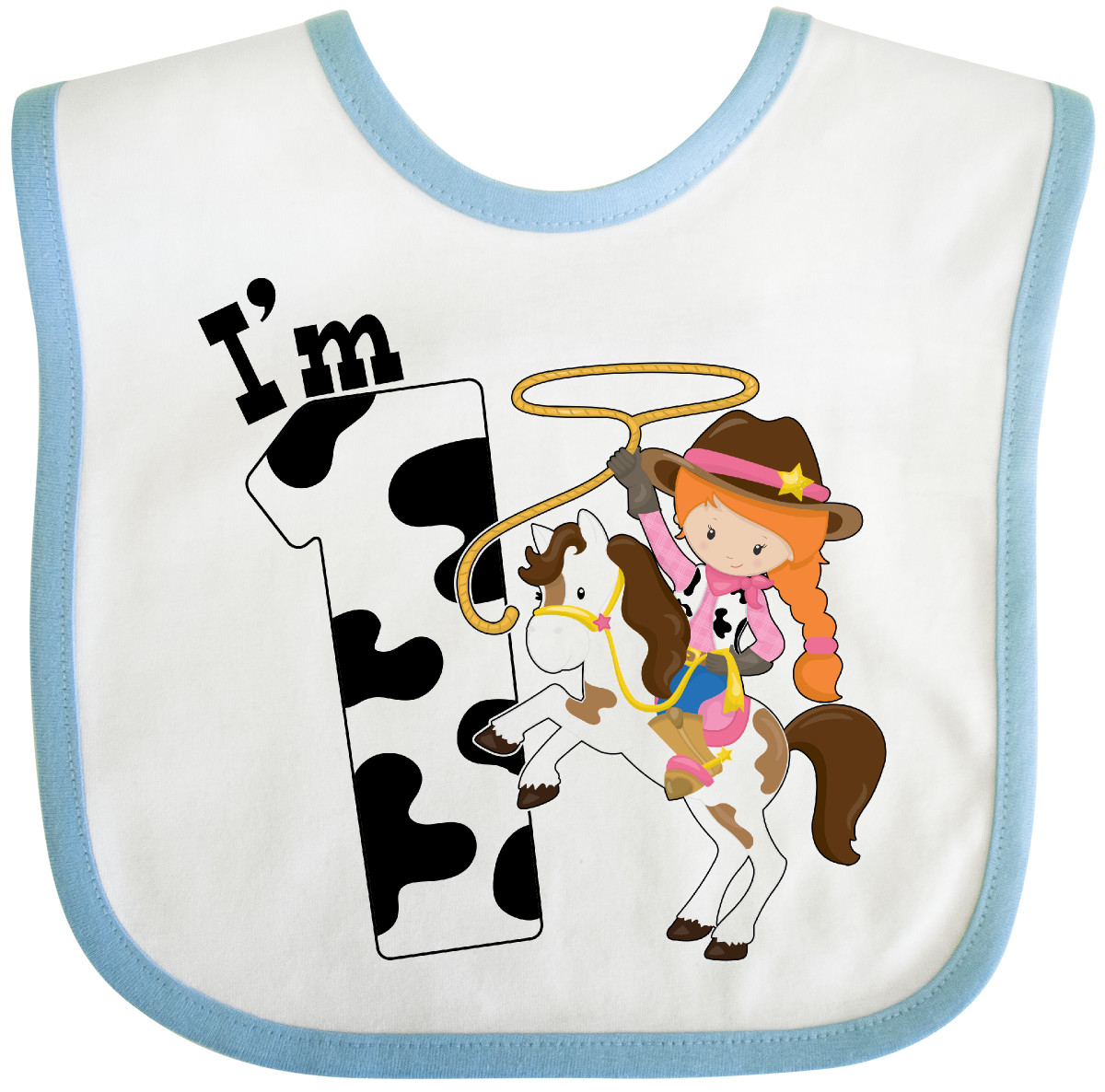 Inktastic I'm One-cowgirl Riding Horse Birthday Baby Bib Birthdays First 1st 1 - Picture 7 of 10