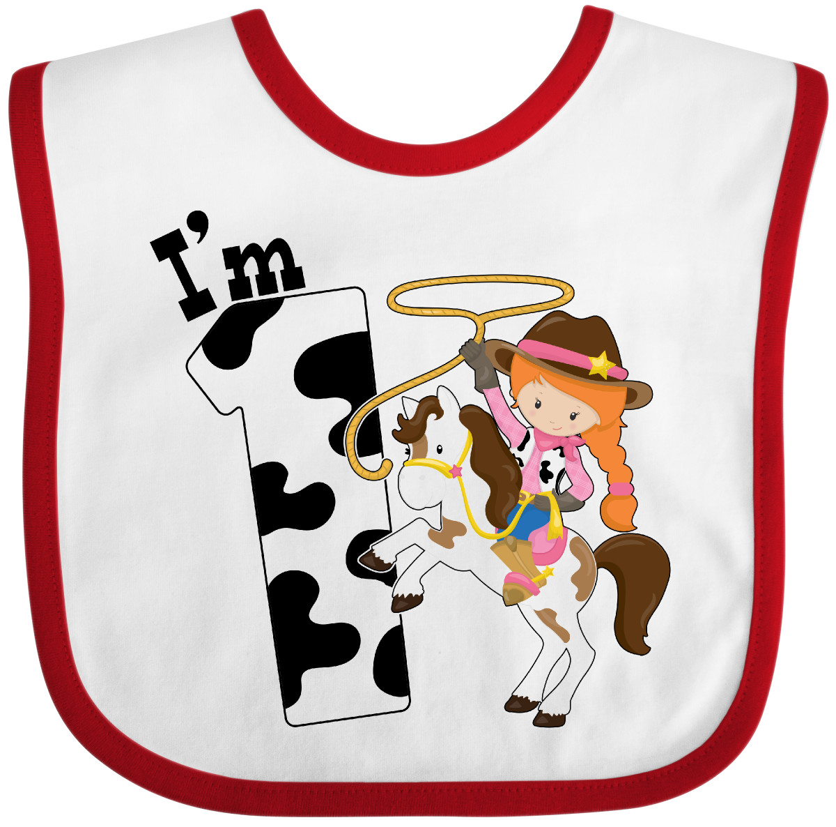 Inktastic I'm One-cowgirl Riding Horse Birthday Baby Bib Birthdays First 1st 1 - Picture 10 of 10