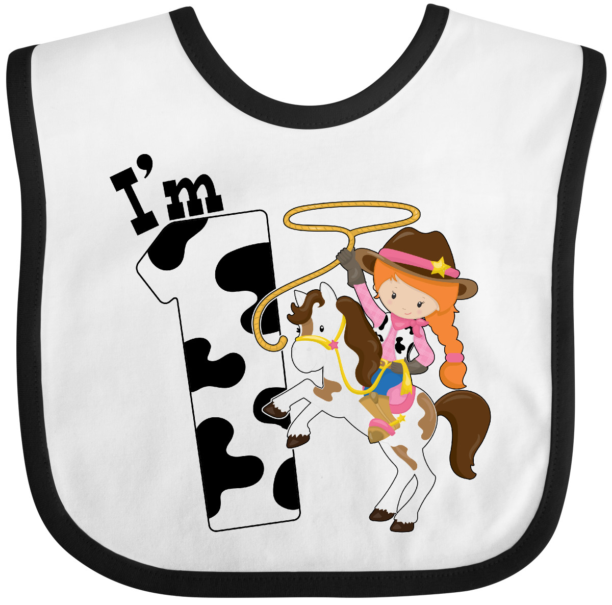 Inktastic I'm One-cowgirl Riding Horse Birthday Baby Bib Birthdays First 1st 1 - Picture 6 of 10
