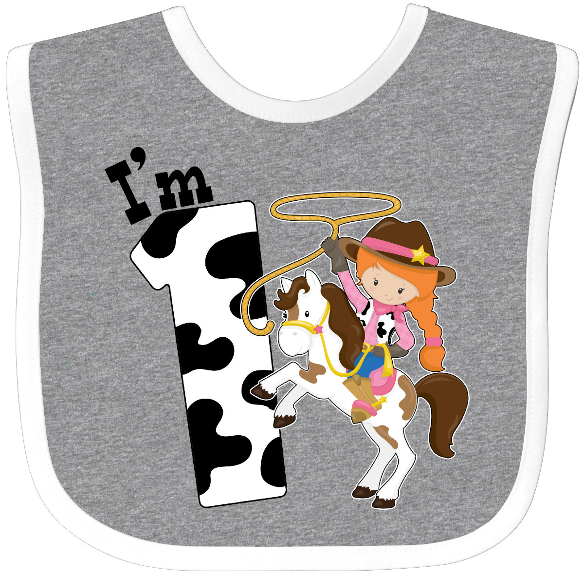Inktastic I'm One-cowgirl Riding Horse Birthday Baby Bib Birthdays First 1st 1 - Picture 3 of 10