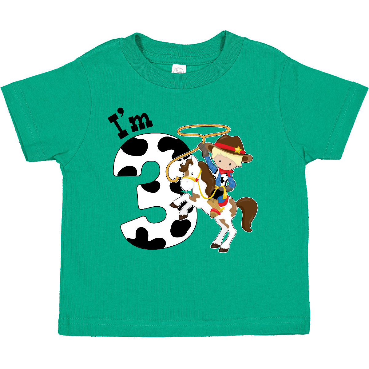 Inktastic I'm Three-cowboy Riding Horse Birthday Toddler T-Shirt Birthdays Third - Bild 5 von 9