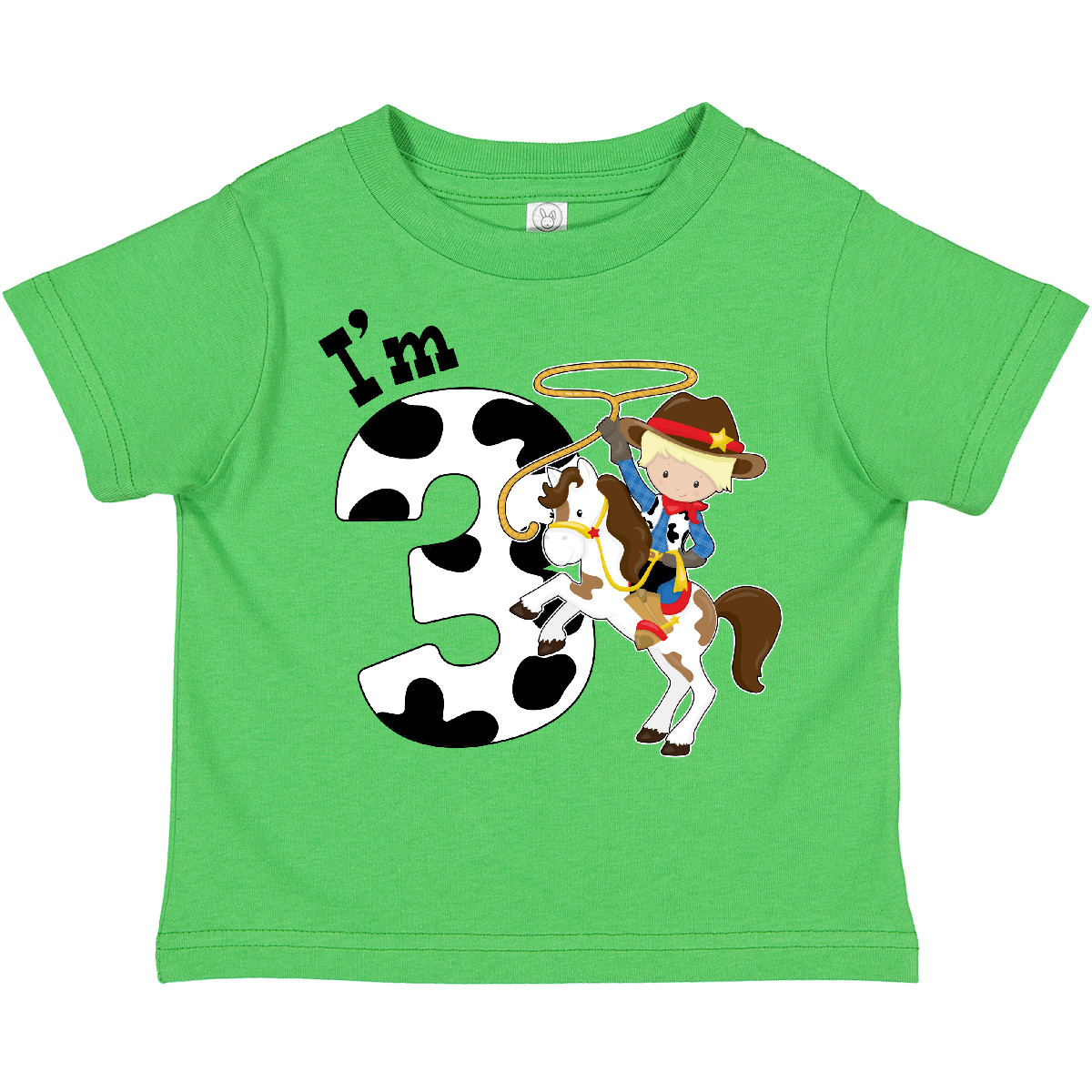 Inktastic I'm Three-cowboy Riding Horse Birthday Toddler T-Shirt Birthdays Third - Bild 2 von 9