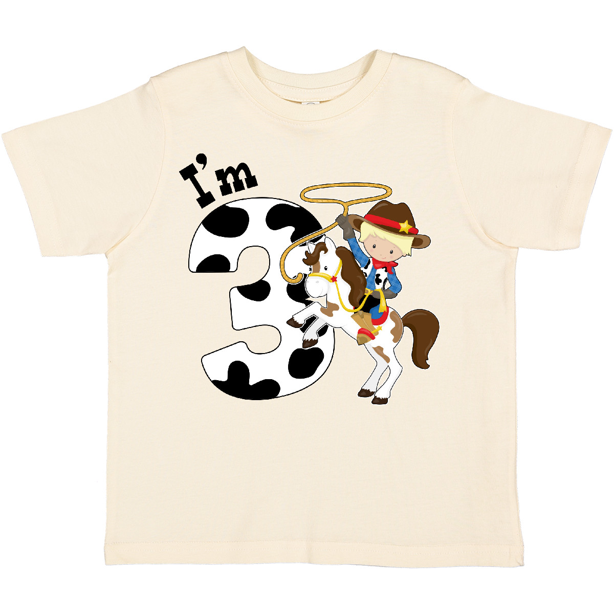 Inktastic I'm Three-cowboy Riding Horse Birthday Toddler T-Shirt Birthdays Third - Bild 6 von 9