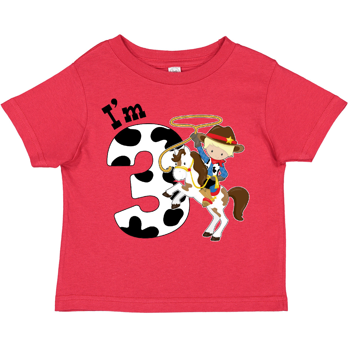 Inktastic I'm Three-cowboy Riding Horse Birthday Toddler T-Shirt Birthdays Third - Bild 7 von 9