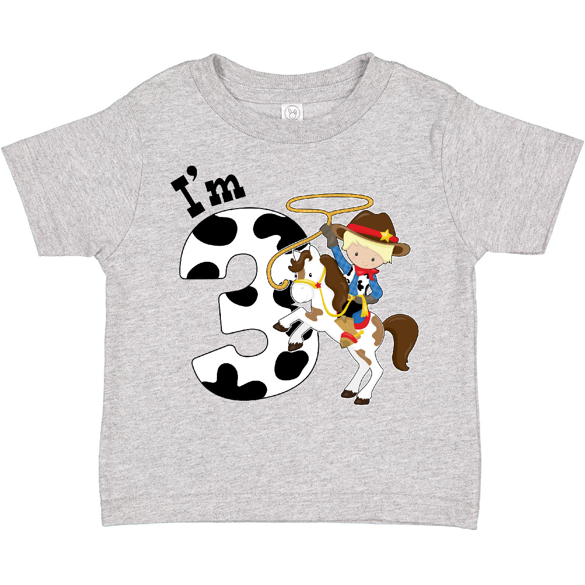 Inktastic I'm Three-cowboy Riding Horse Birthday Toddler T-Shirt Birthdays Third - Bild 3 von 9