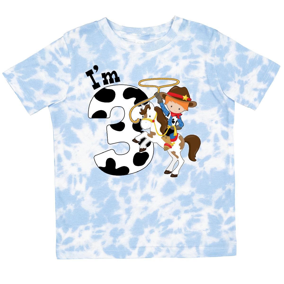 Inktastic I'm Three-cowboy Riding Horse Birthday Toddler T-Shirt Birthdays Third - Picture 8 of 9