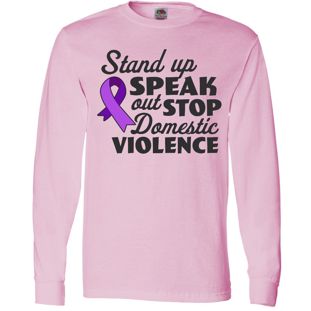 Inktastic Stand Up Speak Out About Domestic Violence Long Sleeve T-Shirt Purple - Picture 4 of 5
