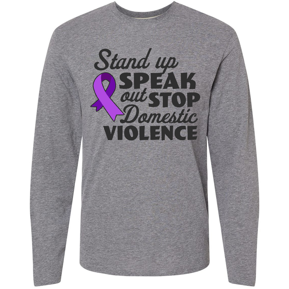 Inktastic Stand Up Speak Out About Domestic Violence Long Sleeve T-Shirt Purple - Picture 3 of 5