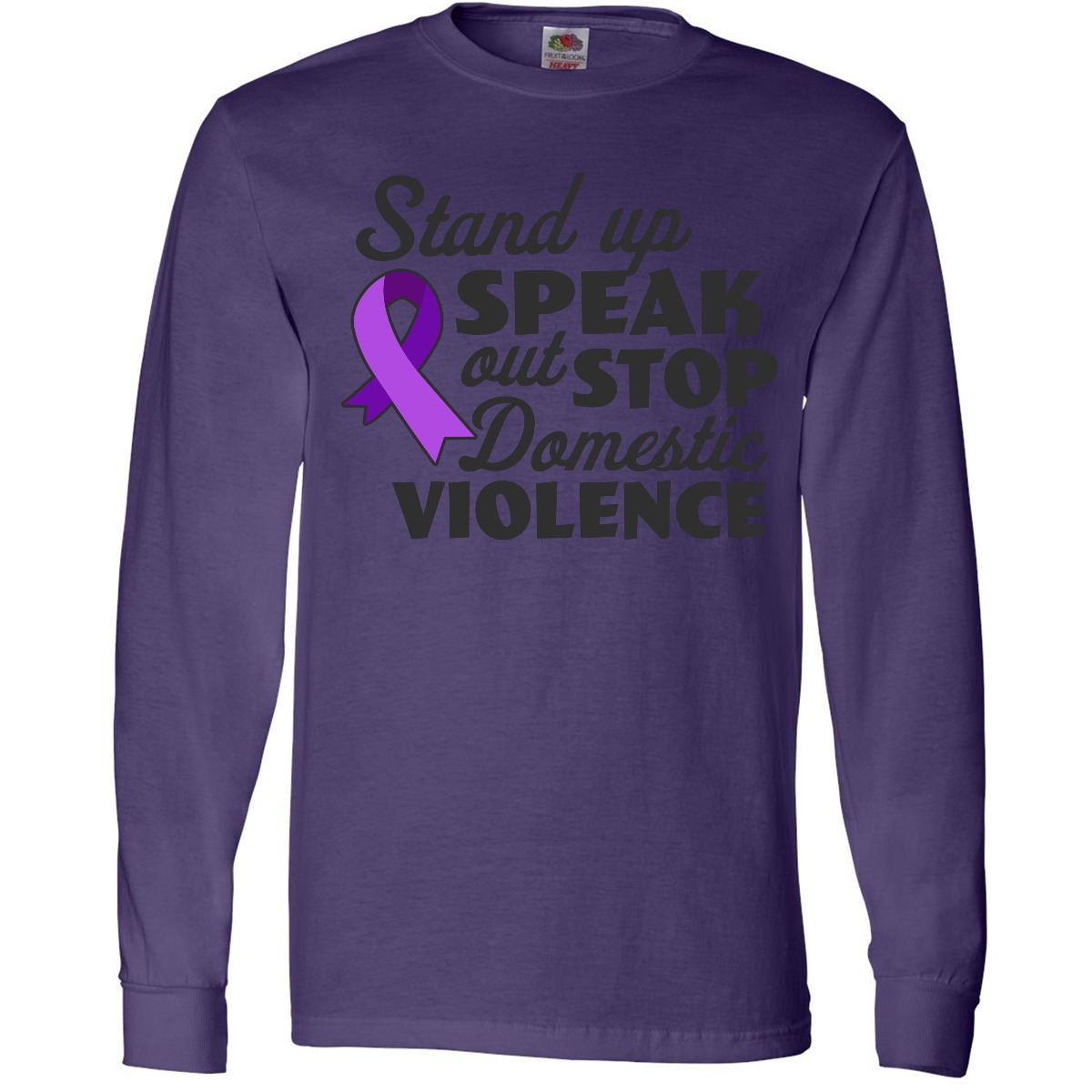 Inktastic Stand Up Speak Out About Domestic Violence Long Sleeve T-Shirt Purple - Picture 5 of 5