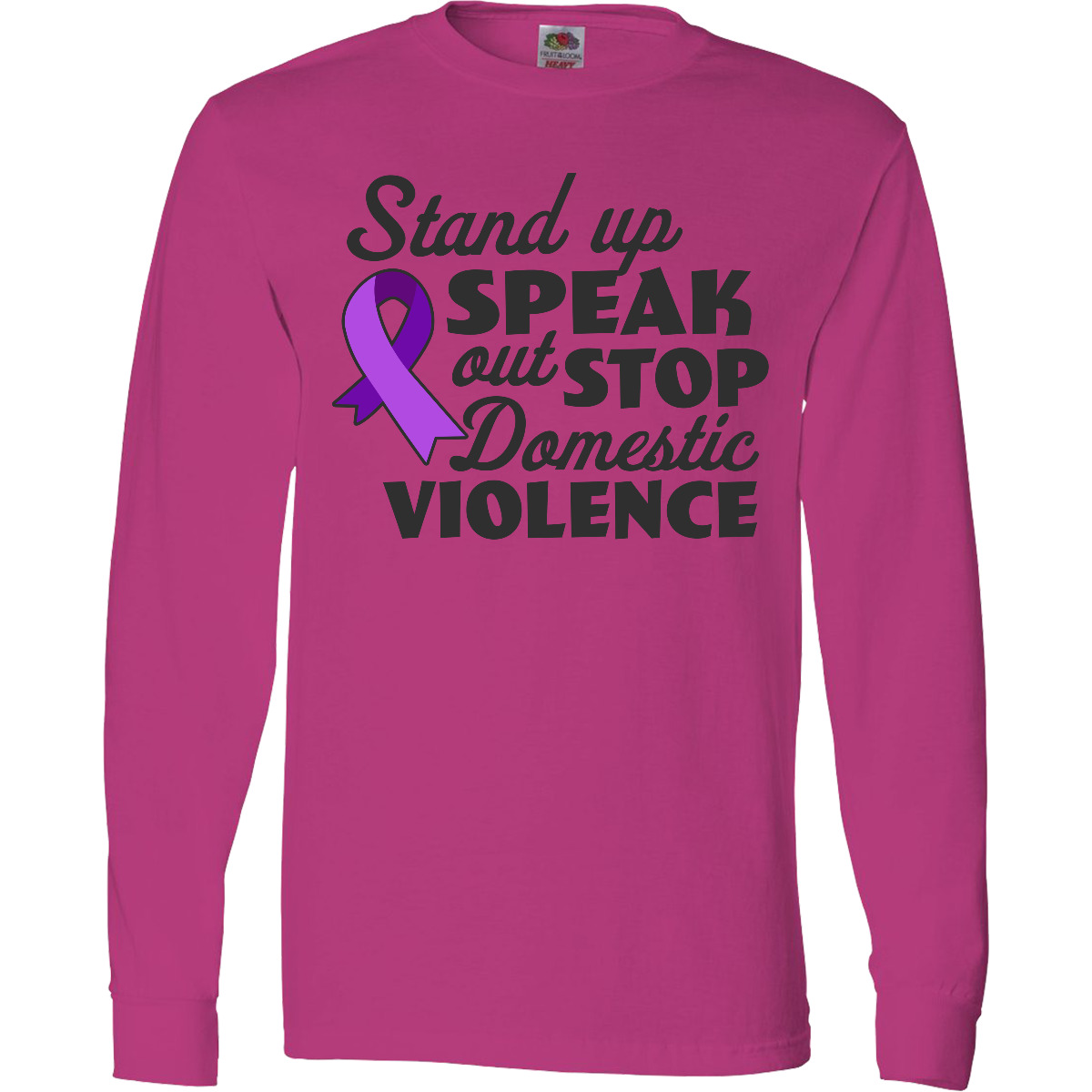 Inktastic Stand Up Speak Out About Domestic Violence Long Sleeve T-Shirt Purple - Picture 2 of 5