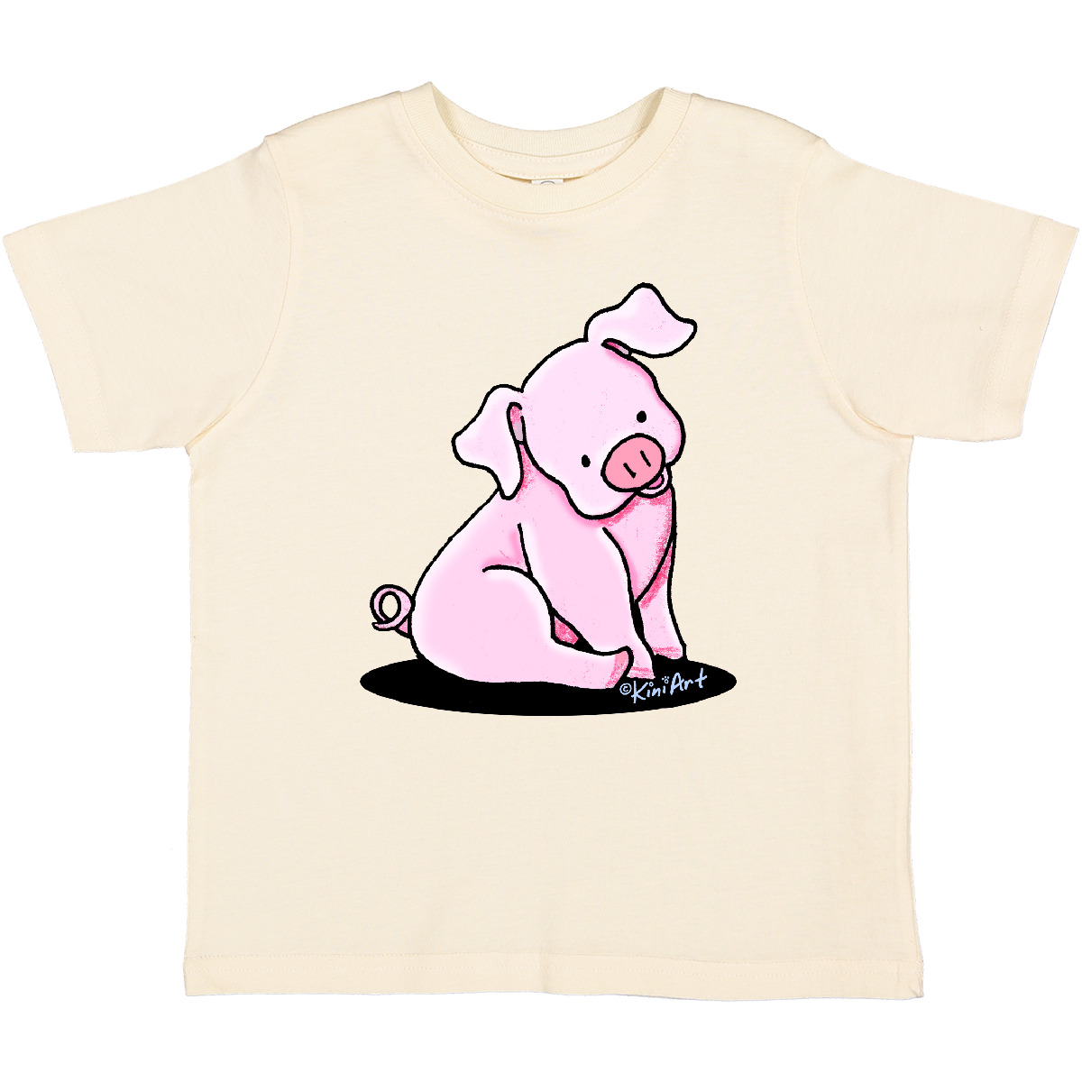 Inktastic Sitting Pig Toddler T-Shirt - KiniArt Cute Piglet Pink Gift Child Kid - Picture 6 of 9