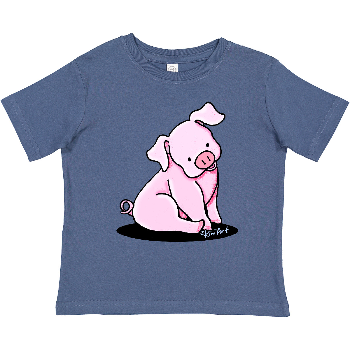 Inktastic Sitting Pig Toddler T-Shirt - KiniArt Cute Piglet Pink Gift Child Kid - Picture 5 of 9