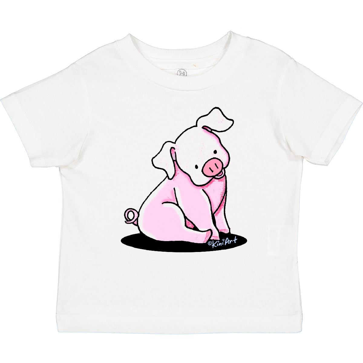 Inktastic Sitting Pig Toddler T-Shirt - KiniArt Cute Piglet Pink Gift Child Kid - Picture 9 of 9