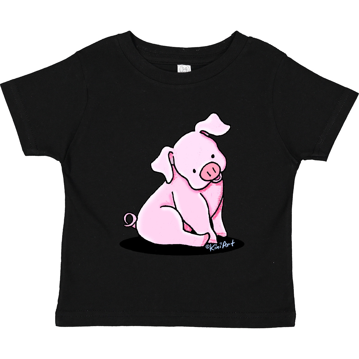 Inktastic Sitting Pig Toddler T-Shirt - KiniArt Cute Piglet Pink Gift Child Kid - Picture 3 of 9