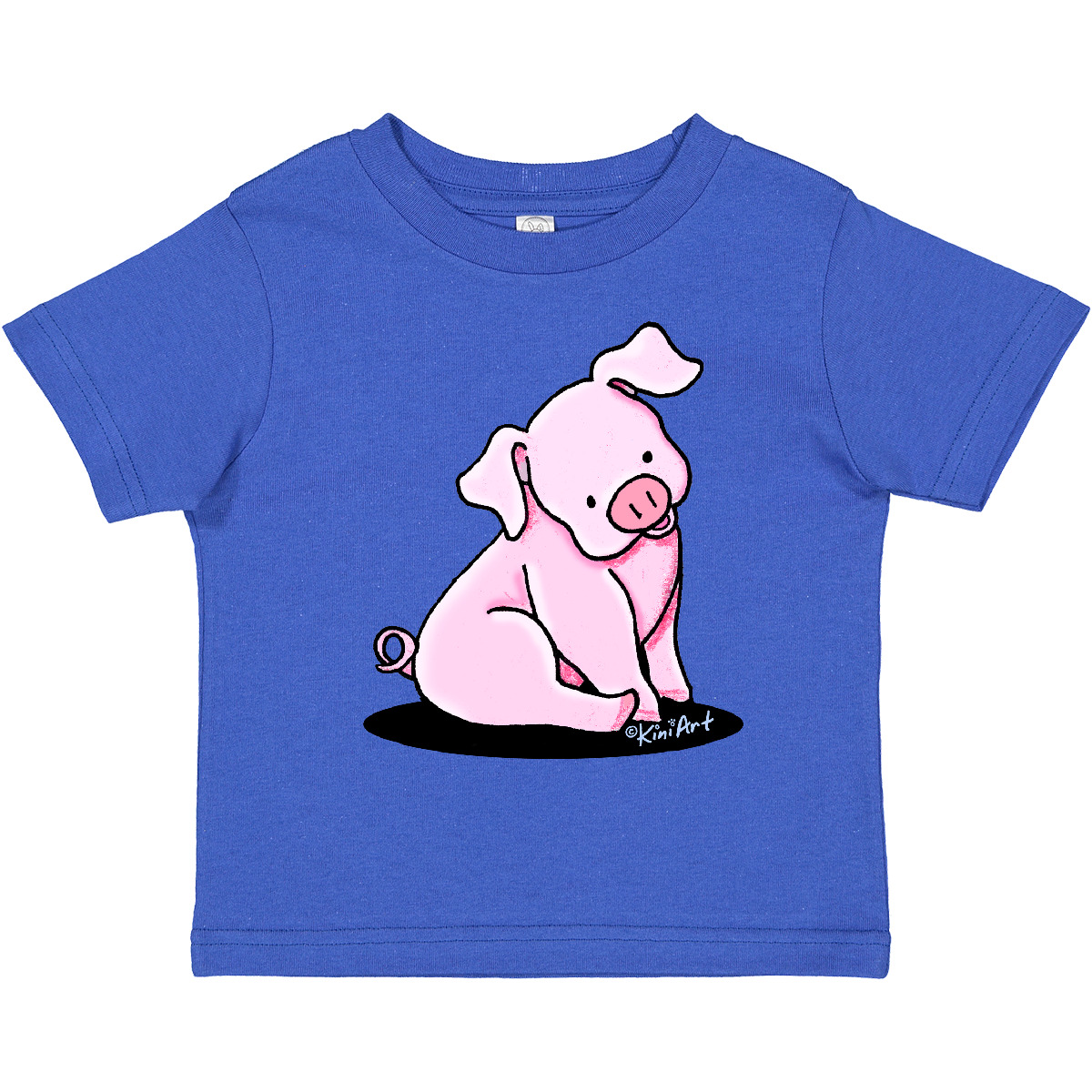 Inktastic Sitting Pig Toddler T-Shirt - KiniArt Cute Piglet Pink Gift Child Kid - Picture 7 of 9