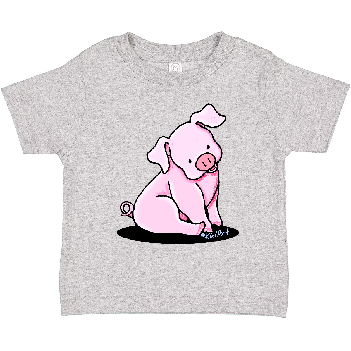 Inktastic Sitting Pig Toddler T-Shirt - KiniArt Cute Piglet Pink Gift Child Kid - Picture 4 of 9