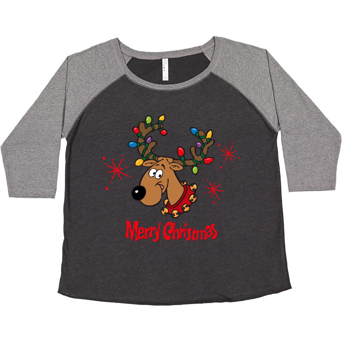 Inktastic Merry Christmas Reindeer Women's Plus Size T-Shirt Santa Claus Sleigh