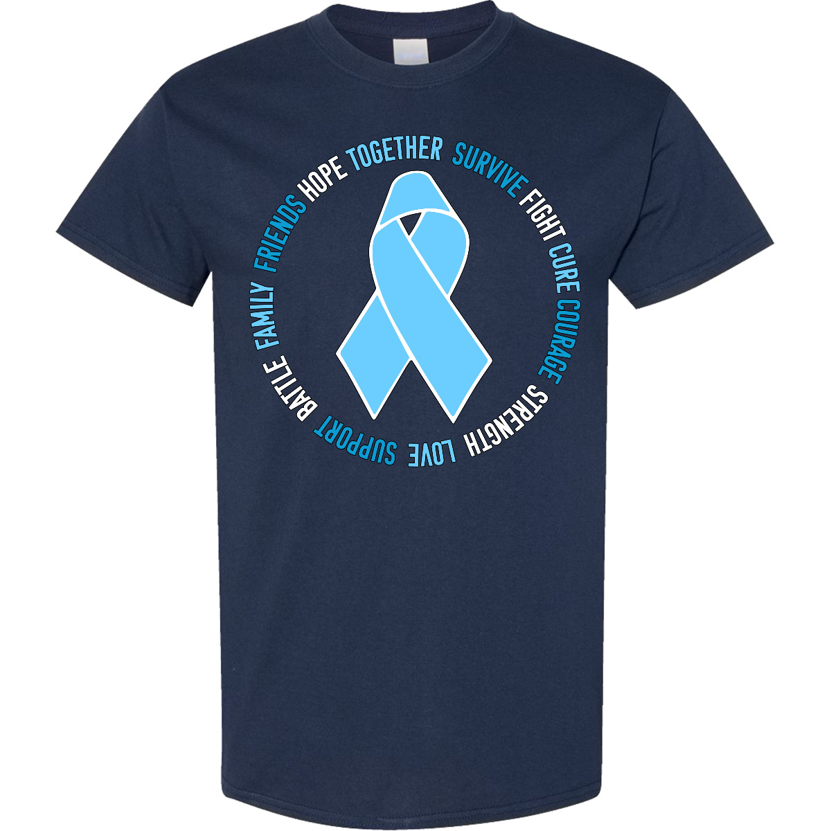 Inktastic Word Circle-Prostate Cancer Awareness T-Shirt Prostate Light Blue Hope