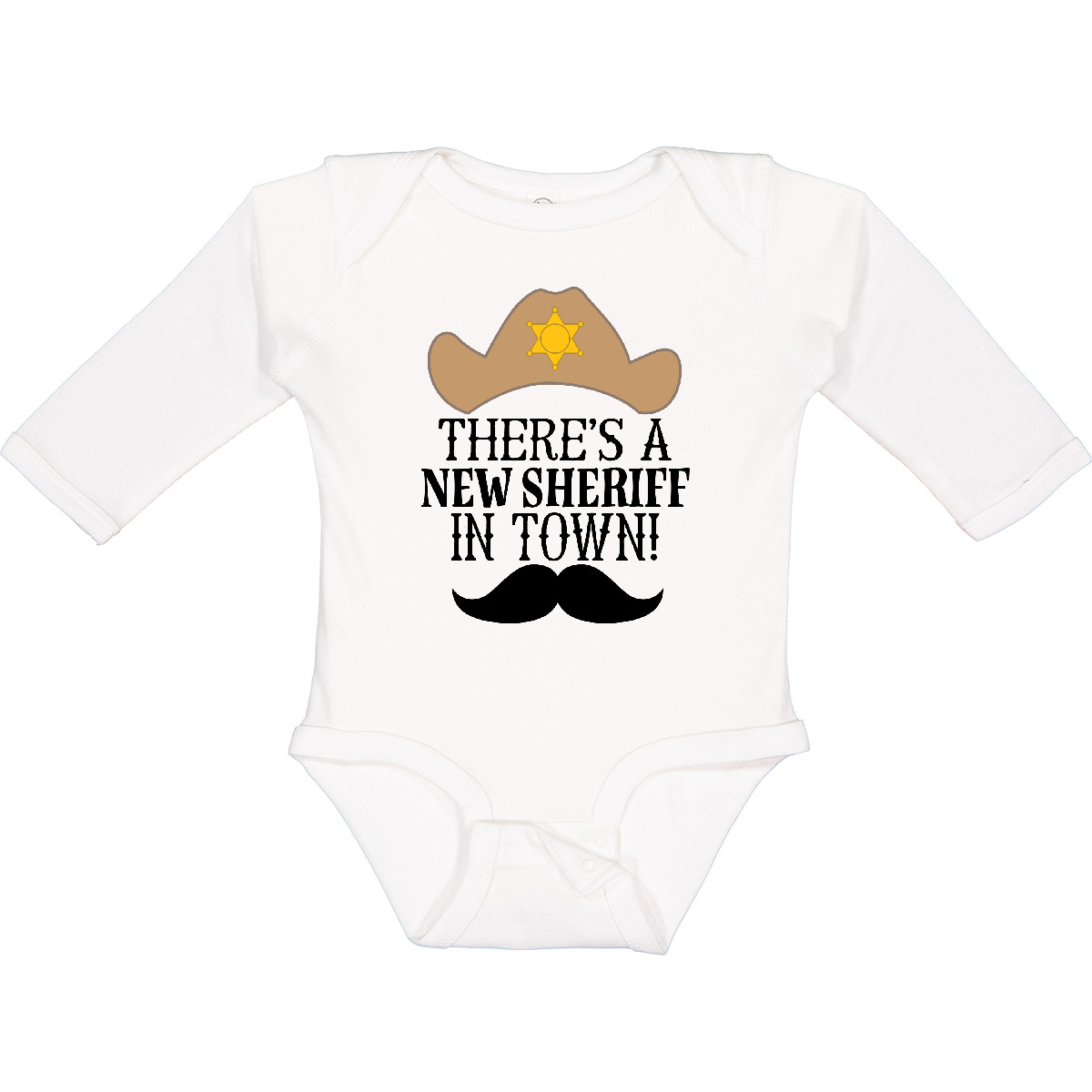 Inktastic New Sheriff In Town Boys Long Sleeve Creeper Law Enforcement Cute Star - Picture 5 of 5